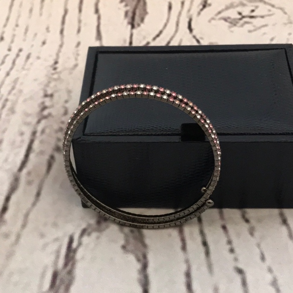 Pink and Silver Crystal Bracelet- Double Wrap
